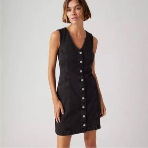 Levi’s Vienna Button Front Black Denim Dress Sz L